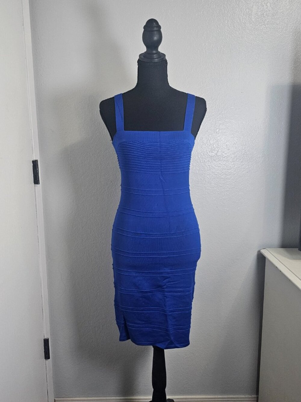 NEW Forever21 Cobalt Blue Bandage Bodycon Strap Dress - Size Medium - Picture 2 of 6